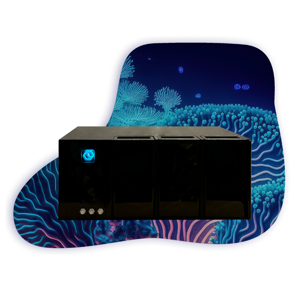 Messgerät Korallenwächter auf blauem Hintergrund